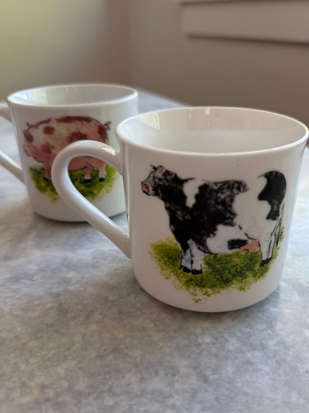 Country Fair Farm Animal Coffee Mugs Set – Cow & Pig